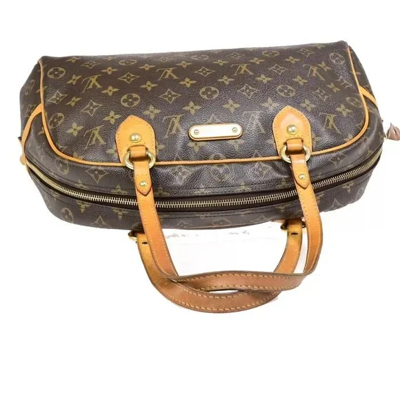 LOUIS VUITTON Montorgueil GM Shoulder Bag Monogram Leather Brown